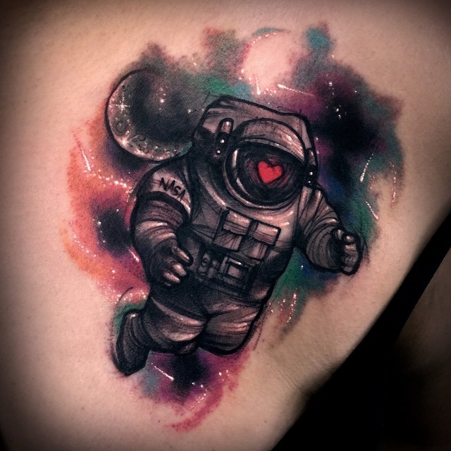 Galaxy Fat Astronaut Tattoo