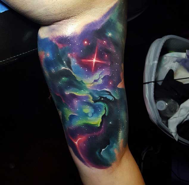 Galaxy Space Tattoo On Bicep