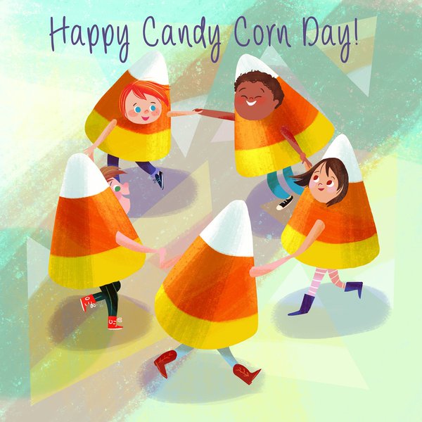 Happy National Candy Corn Day Kids In Candy Corn Costumes Cartoon Picture