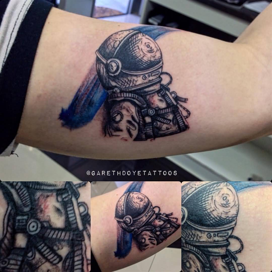 Inner Bicep Astronaut Tattoo