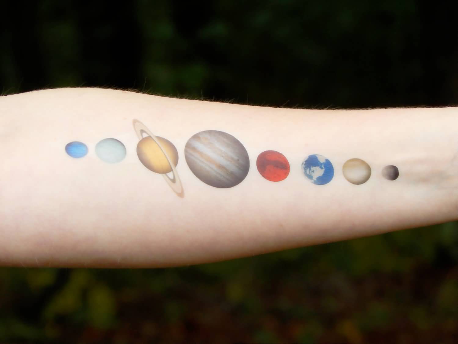 Solar System Space Tattoo On Forearm