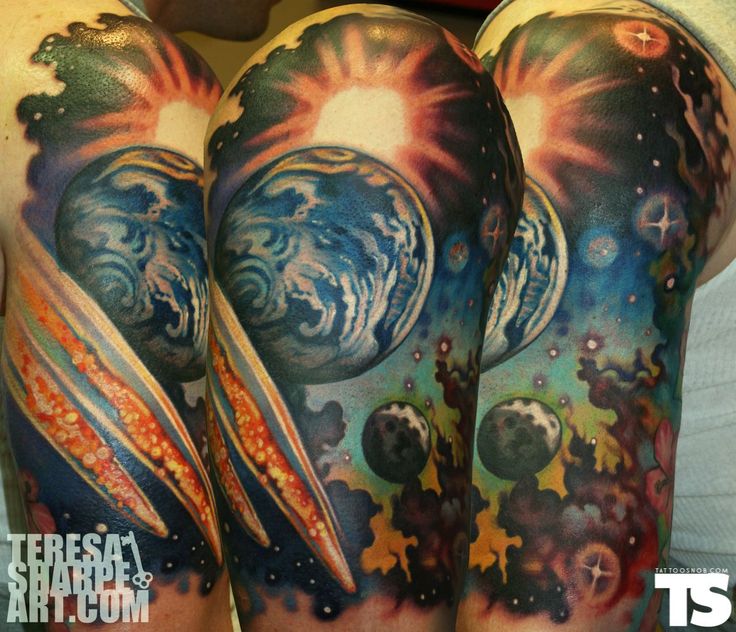 Space Tattoo On Shoulder by Teresa Sharpe
