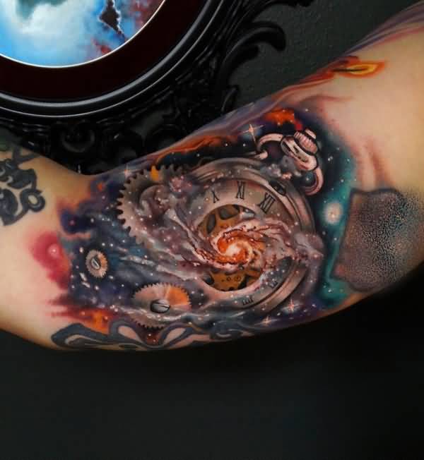 Space Watch Tattoo On Inner Bicep