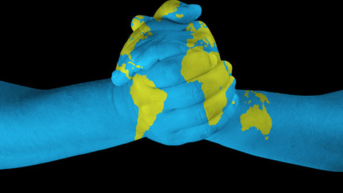 World Map By Joining Two Hands Art Happy United Nations Day
