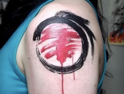Abstract Ouroboros Tattoo On Left Shoulder For Girls