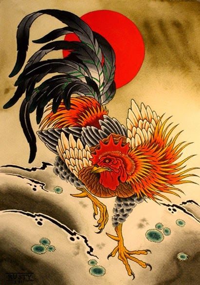Amazing Rooster Tattoo Design