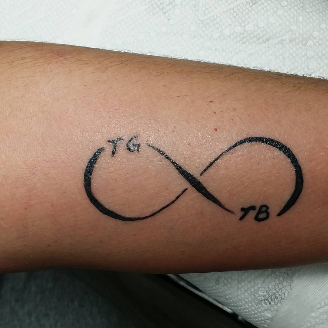 Black Infinity Tattoo On On Sleeve