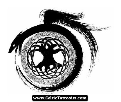 Black Ouroboros Tattoo Design