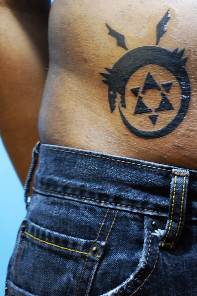 Black Ouroboros Tattoo On Hip