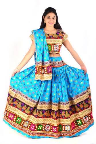 Blue Color Chaniya Choli For Girls On Navratri