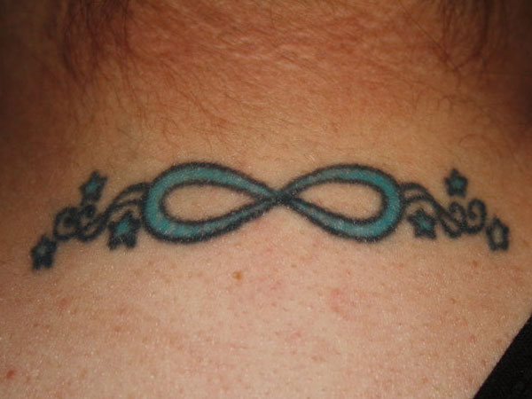 Blue Infinity Tattoo On Nape