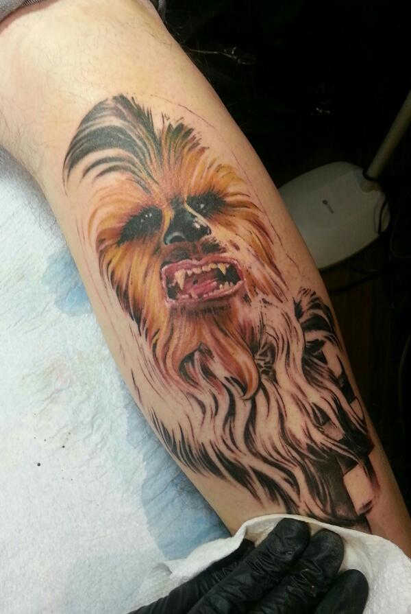 Chewbacca Tattoo On Leg