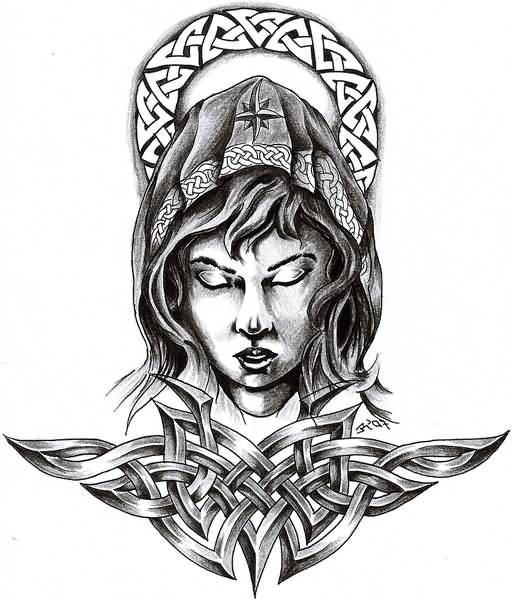 Celtic Virgin Mary Tattoo Design by Roblfc