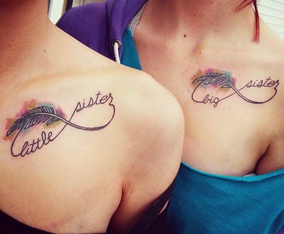 Collarbone Matching Infinity Sisters Tattoo For Girls