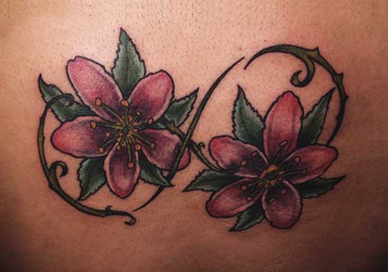 Color Flowers And Infinity Tattoo
