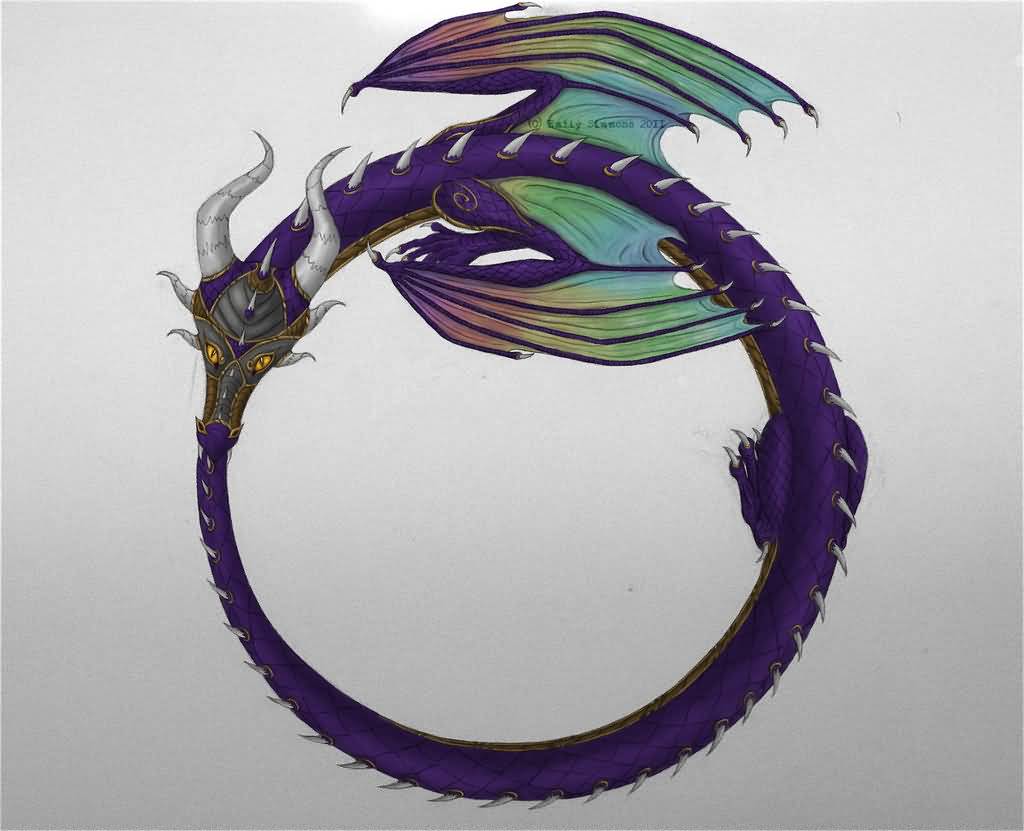 Colorful Dragon Ouroboros Tattoo Design by Snoopy The Strange