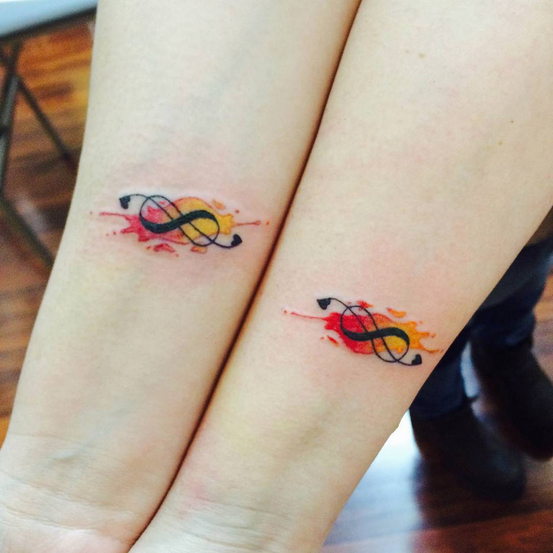 Colorful Infinity Tattoos On Both Wrist