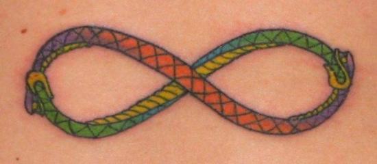 Colorful Ouroboros Infinity Tattoo