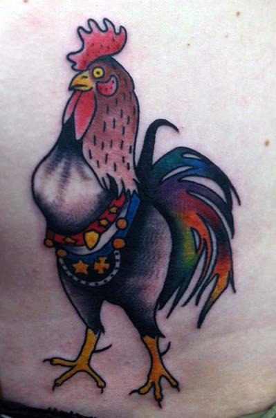 Colorful Rooster Tattoo Idea