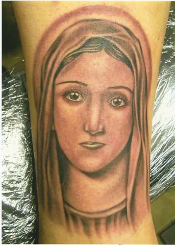 Cute Virgin Mary Portrait Tattoo