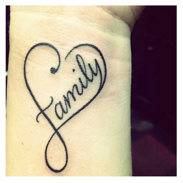 Family Heart Infinity Tattoo On Left Wrist