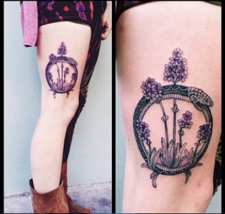 Feminine Ouroboros Tattoo On Side Leg