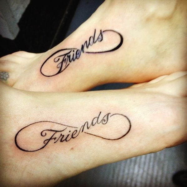 Friends Infinity Matching Tattoos On Feet