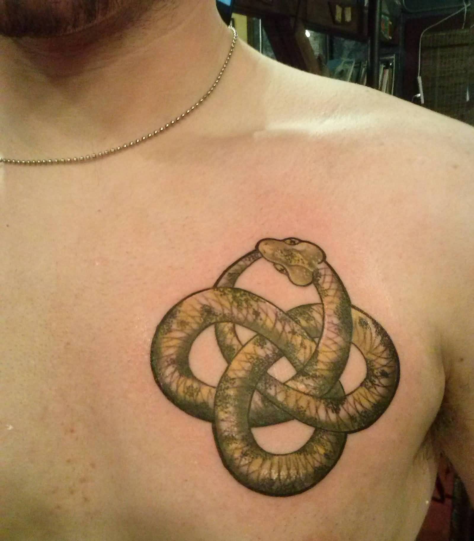 Front Shoulder Snake Ouroboros Tattoo