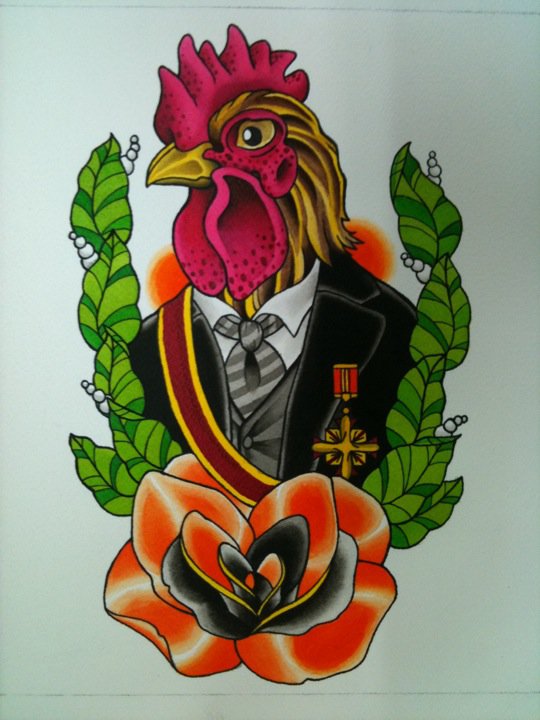 Gentleman Rooster Tattoo Design