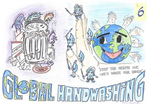 Global Handwashing Day Keep The Germs Out Let's Wash Our Hands Poster