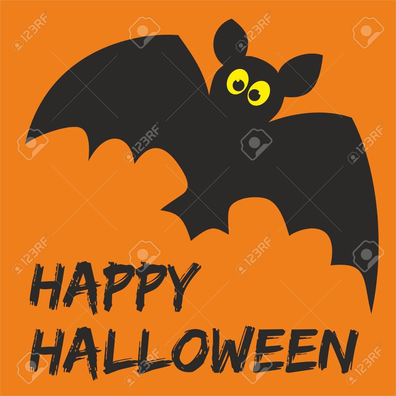 Happy Halloween Card With Bat Picture