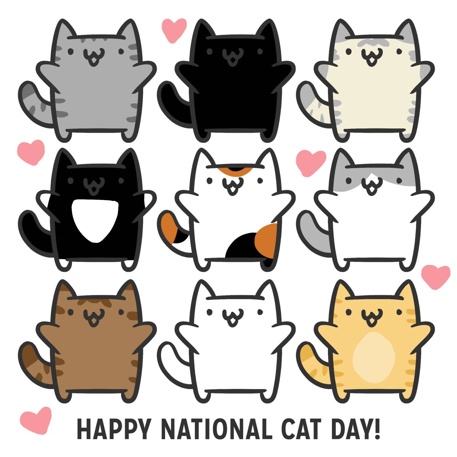 Happy National Cat Day Cats Clipart Image