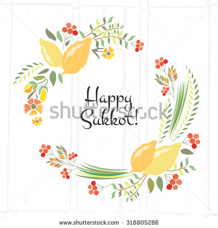 Happy Sukkot Four Species Clipart Image