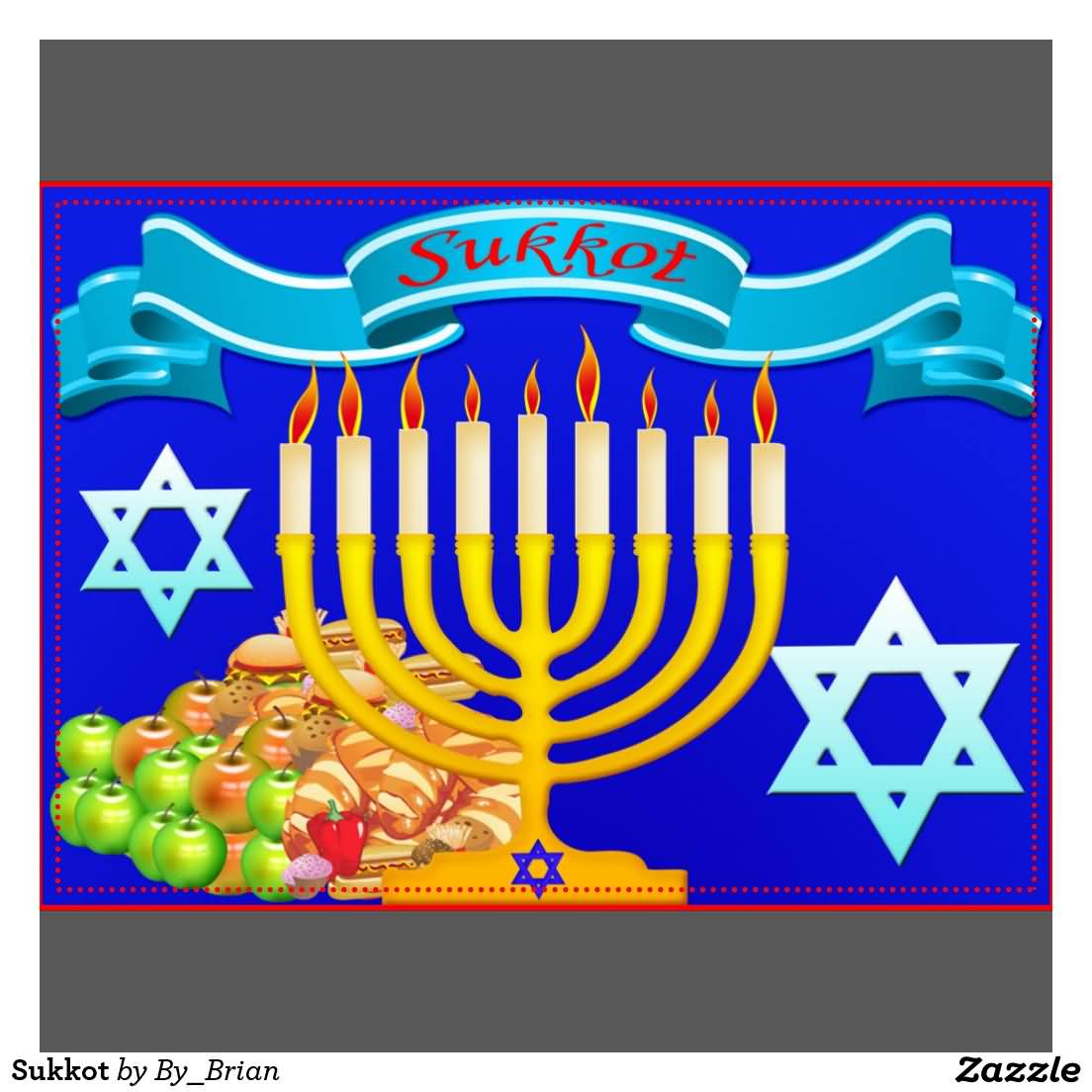 Happy Sukkot To All Candle Stand And Fruits Picture