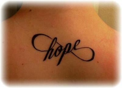 Hope Infinity Tattoo On Upper Back