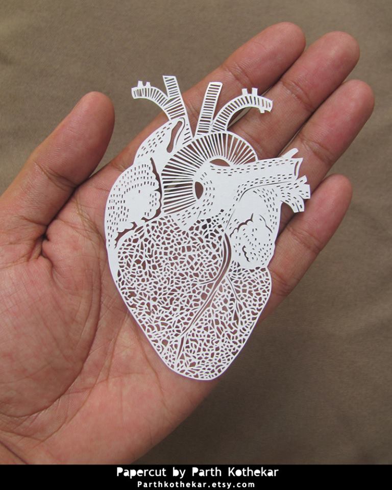 Human Heart Papercut By Parth Kothekar