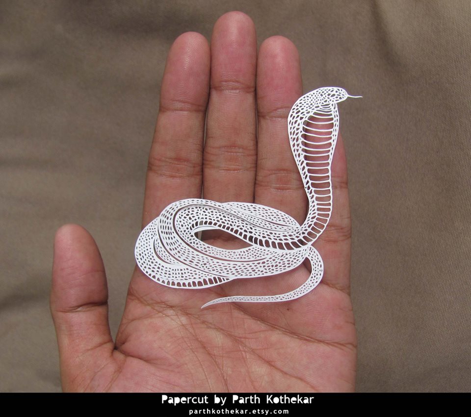 Incredible Artwork - Snake Papercut By Parth Kothekar