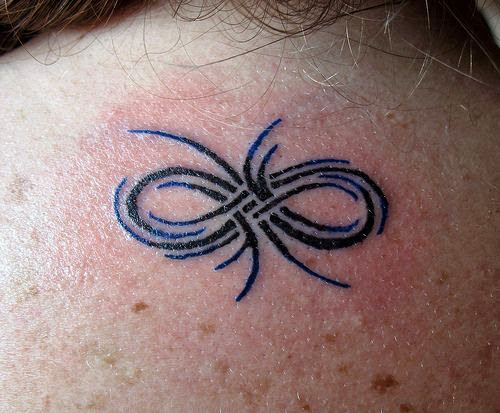 Infinity Tattoo On Upper Back