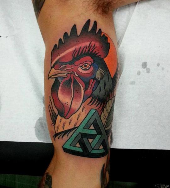 Inner Bicep Rooster Tattoo