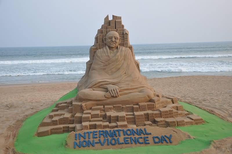 International Day of Non-Violence Mahatama Gandhi Beautiful Sand Art Picture