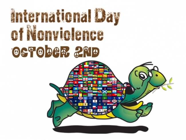 International Day of Non-Violence October 2nd All Country Flags On Tortoise Clipart