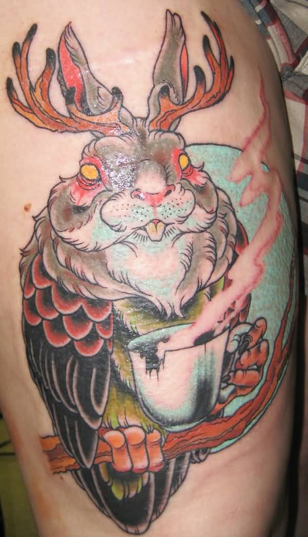 Jackalope Owl Tattoo By Xeviousthegreat