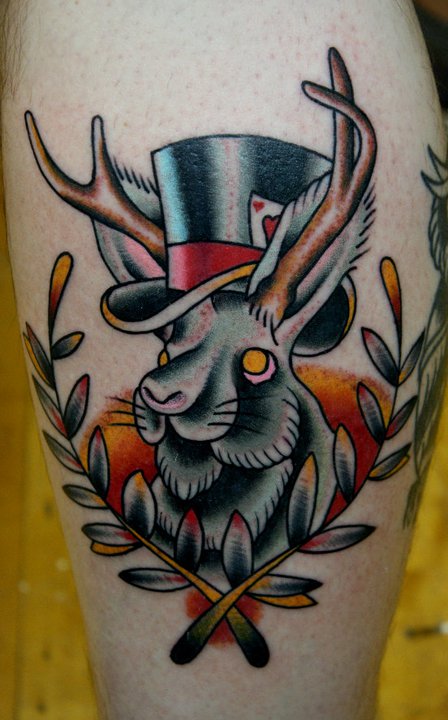 Jackalope With Black Hat Tattoo by MykeChambers