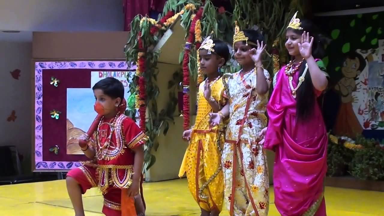 Kids Playing Ramleela During Dussehra Celebration