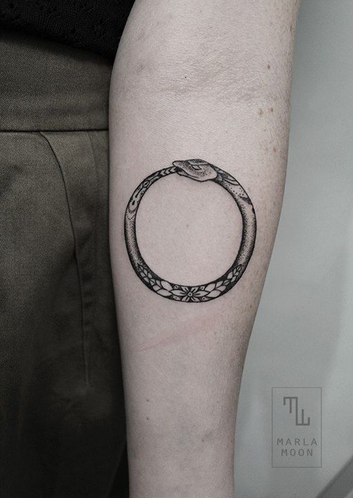 Left Forearm Snake Ouroboros Tattoo by Marla Moon
