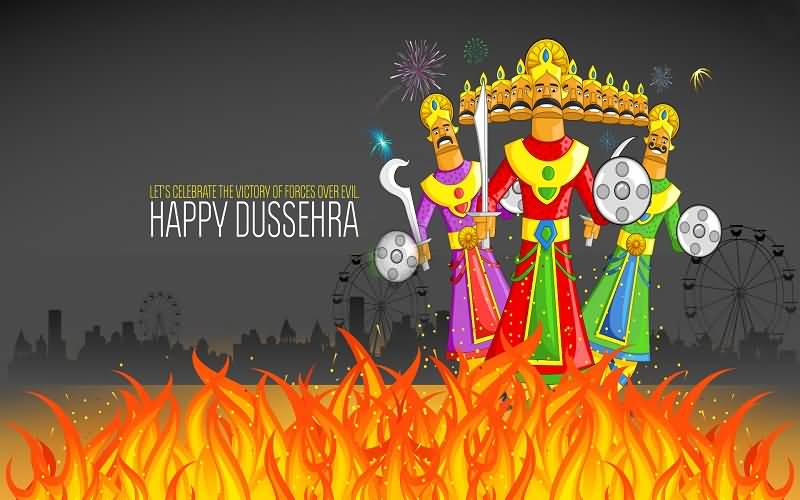 Let's Celebrate The Victory Of Forces Over Evil Happy Dussehra Wallpaper