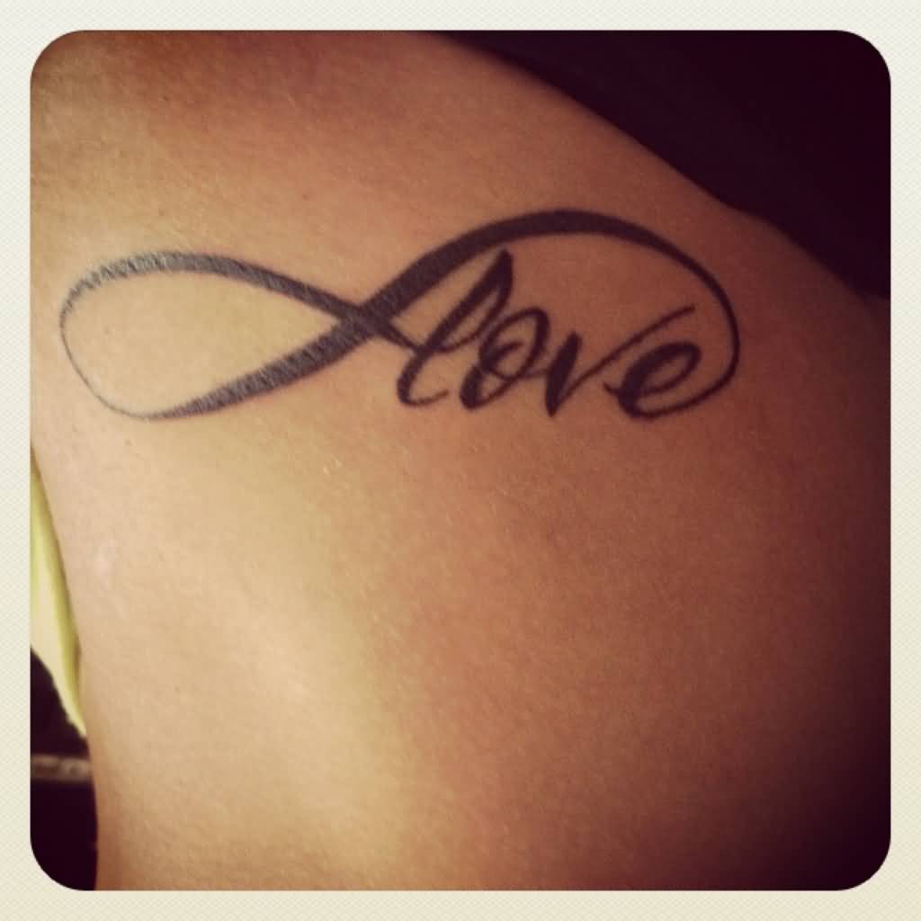 Love Infinity Tattoo On Rib Side