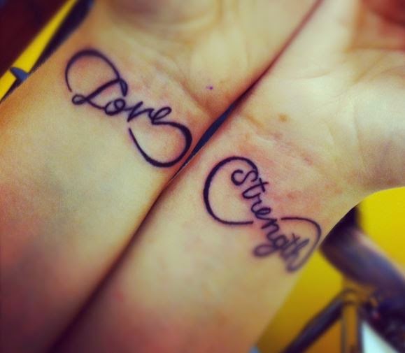 Love Strength Infinity Tattoos On Both Wrists
