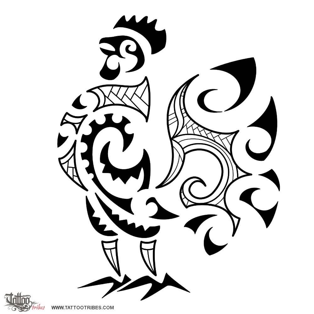 Maori Tribal Rooster Tattoo Design