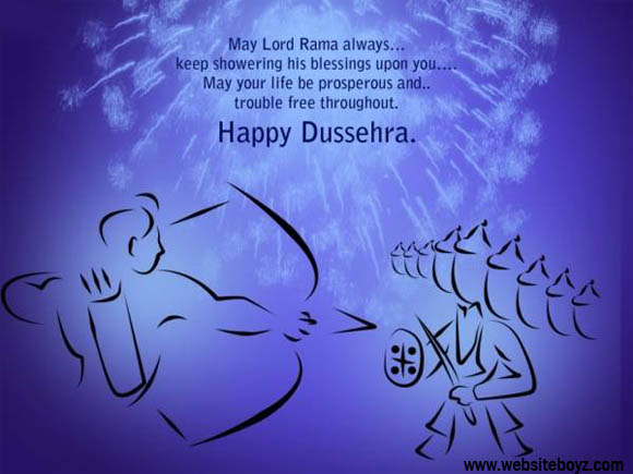 May Lord Rama Always Keep Showering His Blessings Upon You May Your Life Be Prosperous And Trouble Free Throughout Happy Dussehra